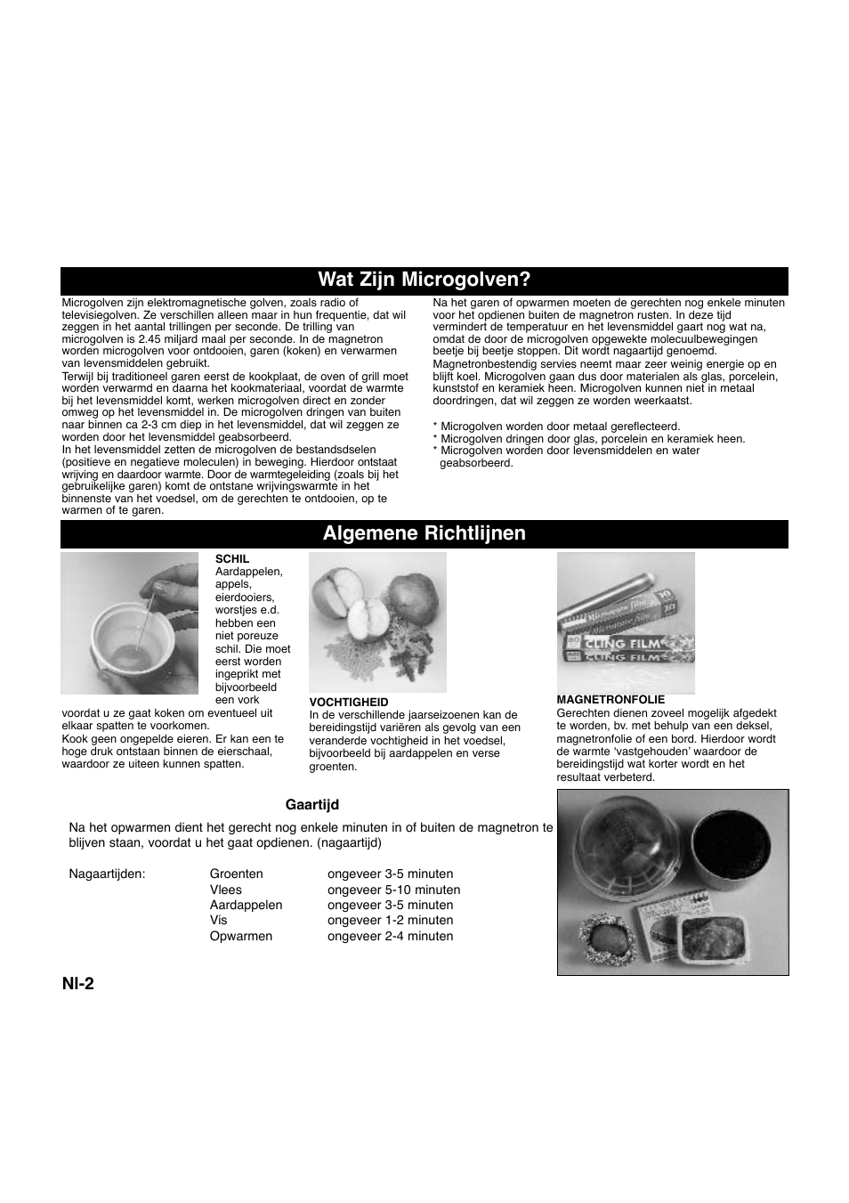 Wat zijn microgolven, Algemene richtlijnen, Nl-2 | Panasonic NNQ523MF User Manual | Page 42 / 174