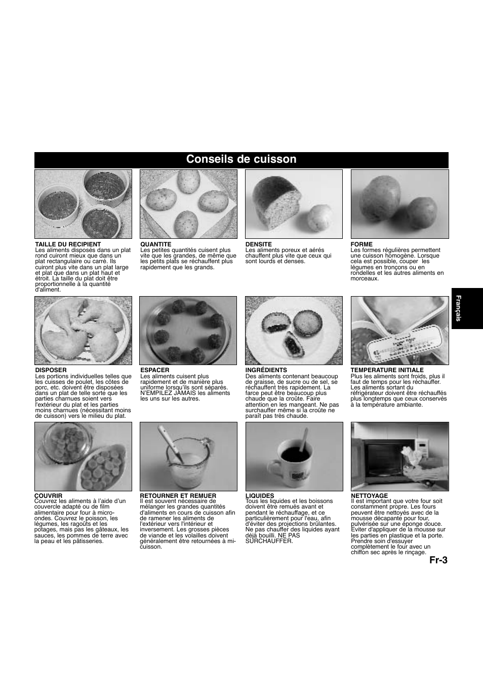 Conseils de cuisson, Fr-3 | Panasonic NNQ523MF User Manual | Page 62 / 174