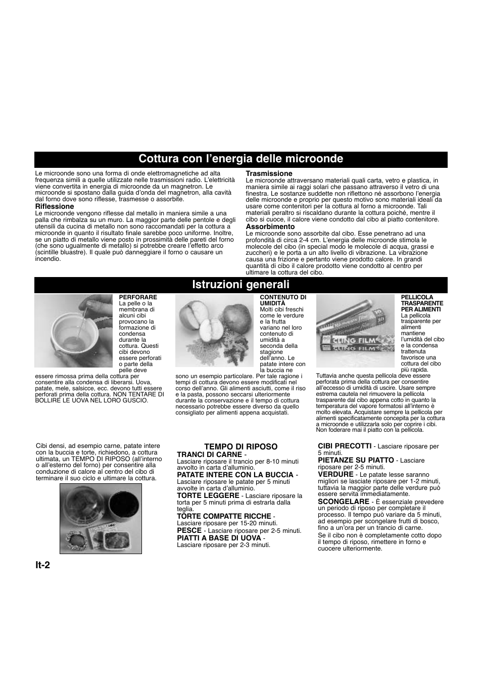 Istruzioni generali, Cottura con l’energia delle microonde, It-2 | Panasonic NNQ523MF User Manual | Page 80 / 174