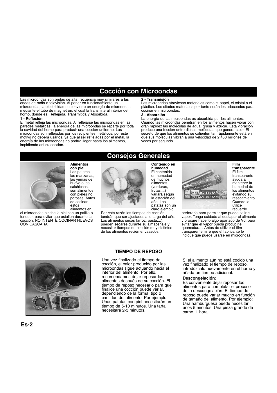 Cocción con microondas, Consejos generales, Es-2 | Panasonic NNQ523MF User Manual | Page 99 / 174