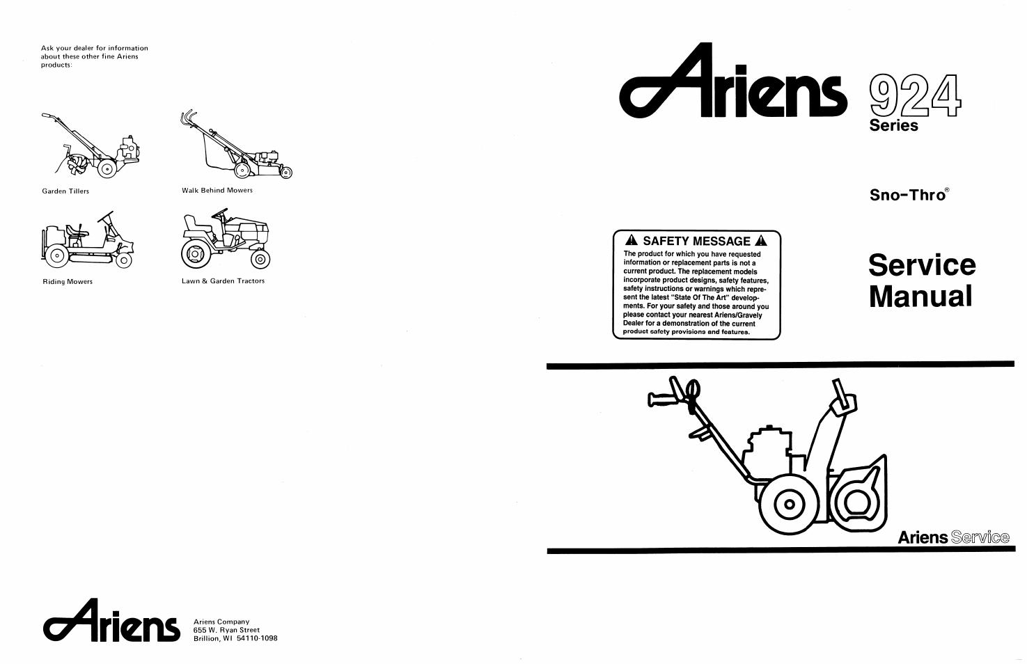 Ariens 924 User Manual | 72 pages