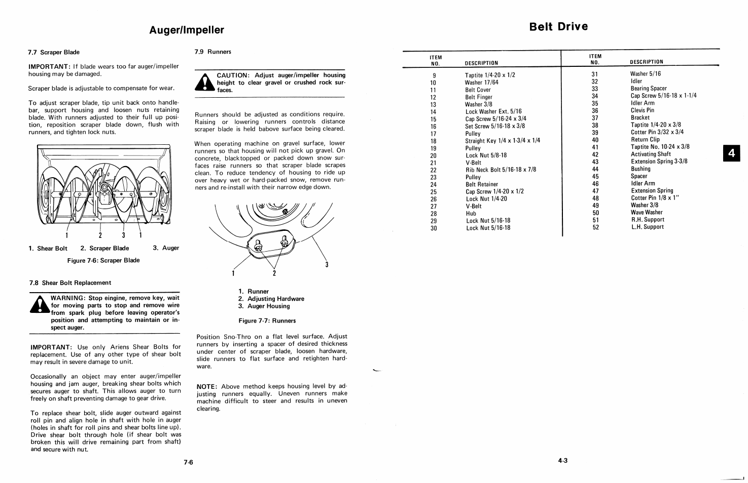 Belt drive | Ariens 924 User Manual | Page 29 / 72