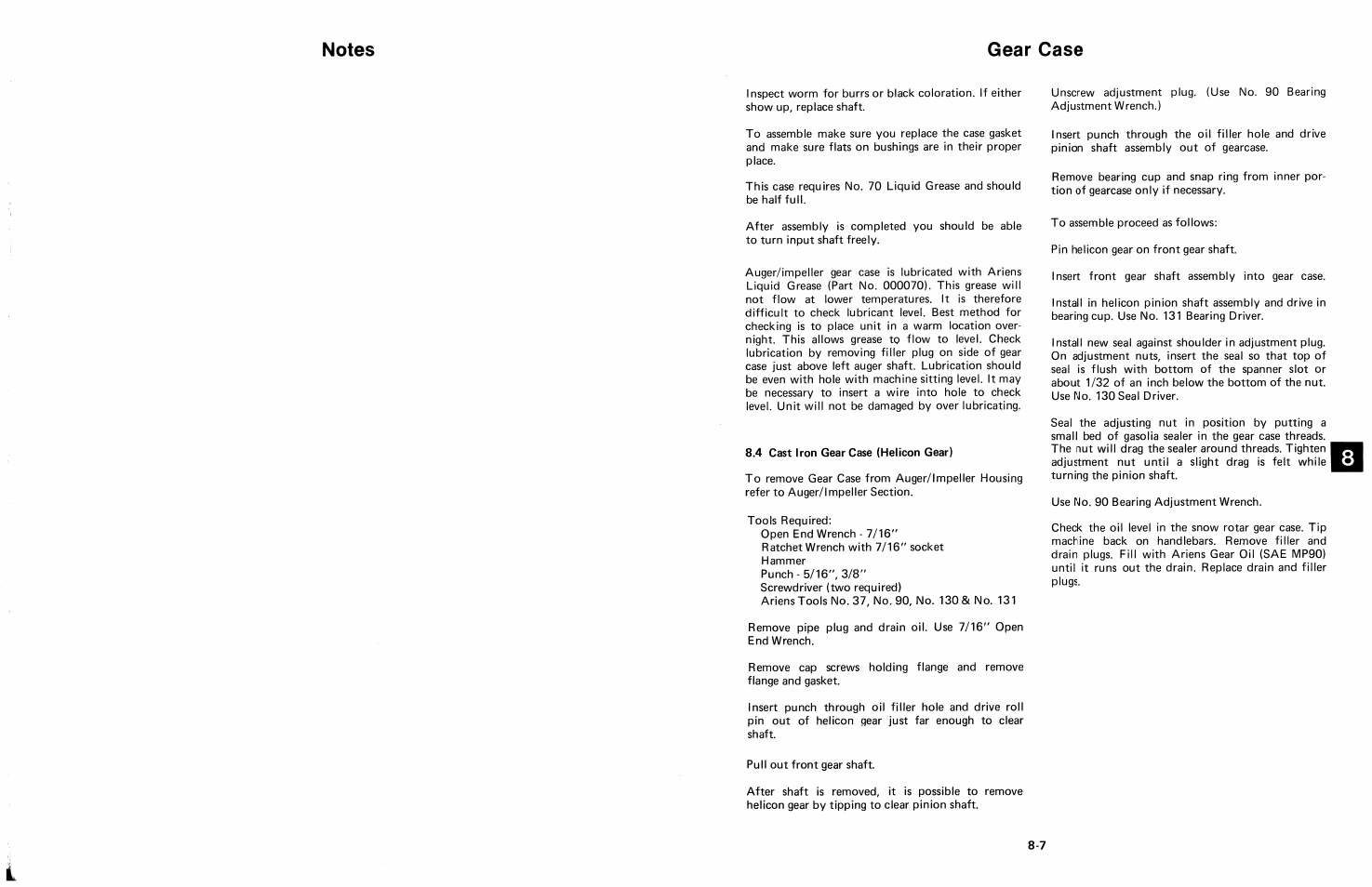 Gear case | Ariens 924 User Manual | Page 55 / 72