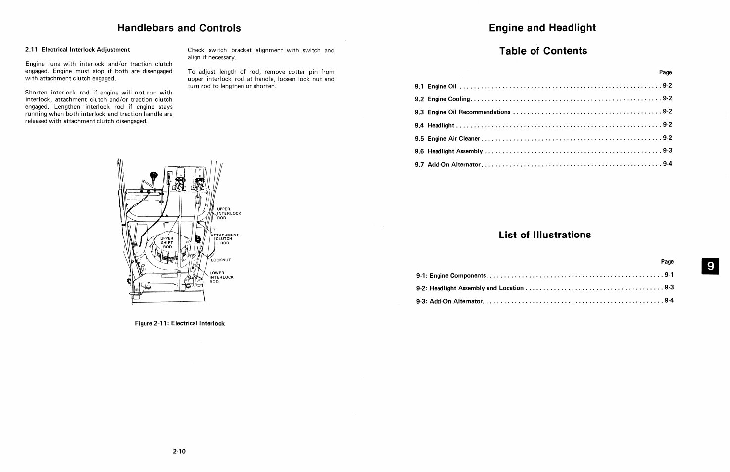 Engine and headlight table of contents, List of illustrations | Ariens 924 User Manual | Page 56 / 72