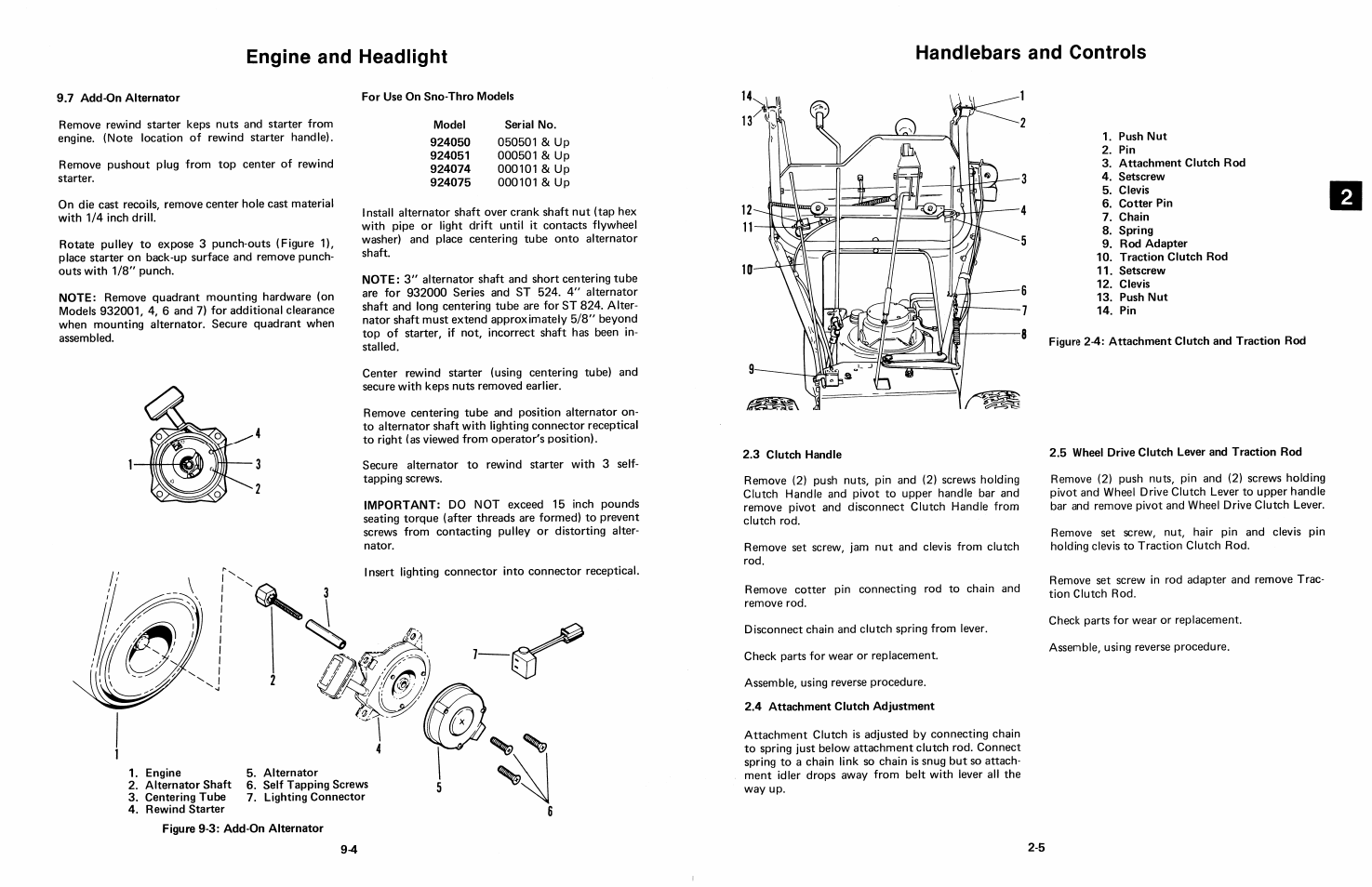 Engine and headlight | Ariens 924 User Manual | Page 60 / 72