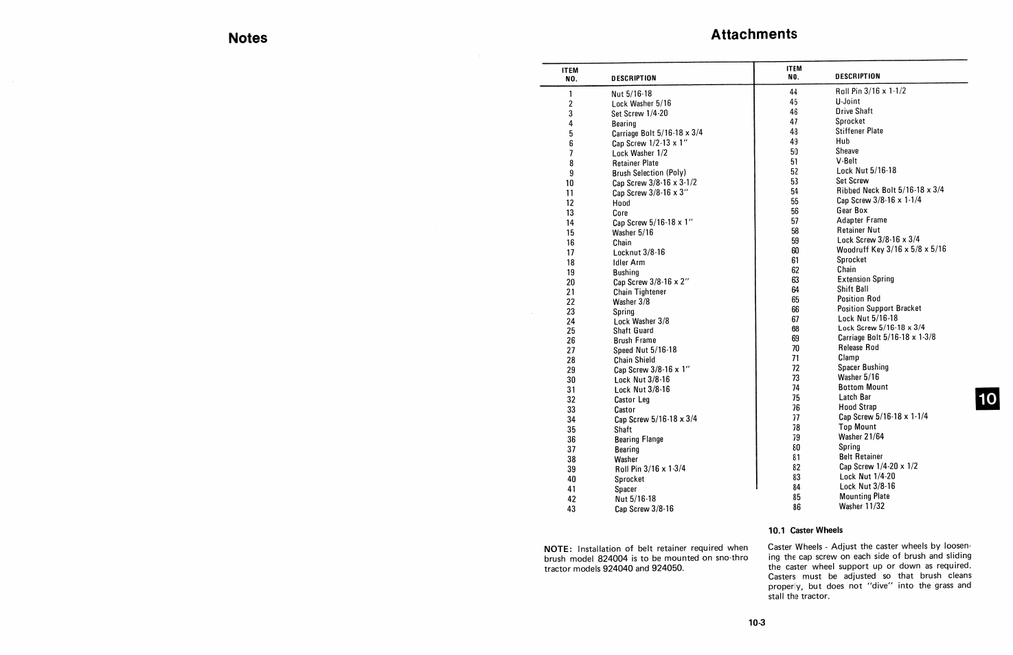 1 caster wheels, Attachments | Ariens 924 User Manual | Page 65 / 72