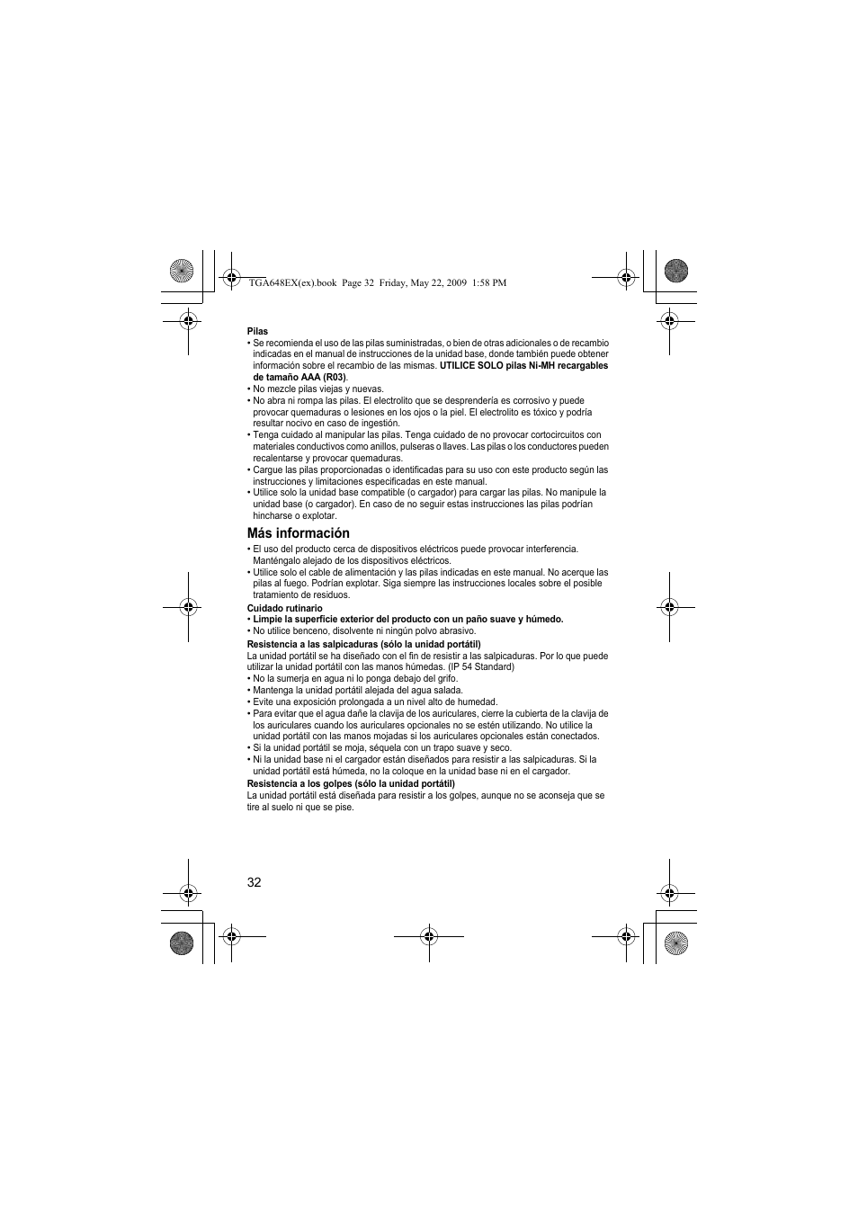Más información | Panasonic KXTGA648EX User Manual | Page 32 / 44