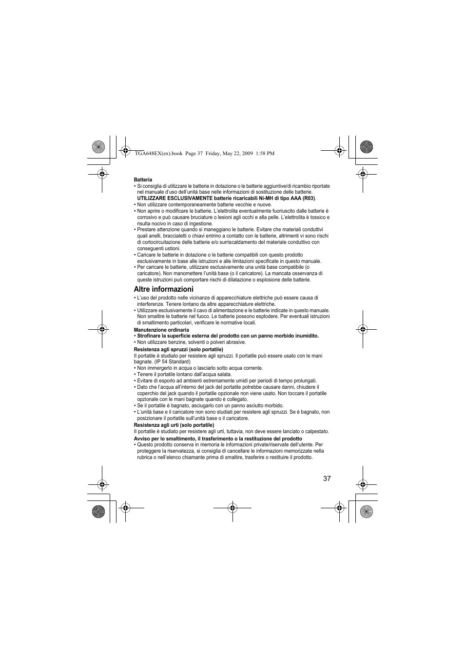 Altre informazioni | Panasonic KXTGA648EX User Manual | Page 37 / 44