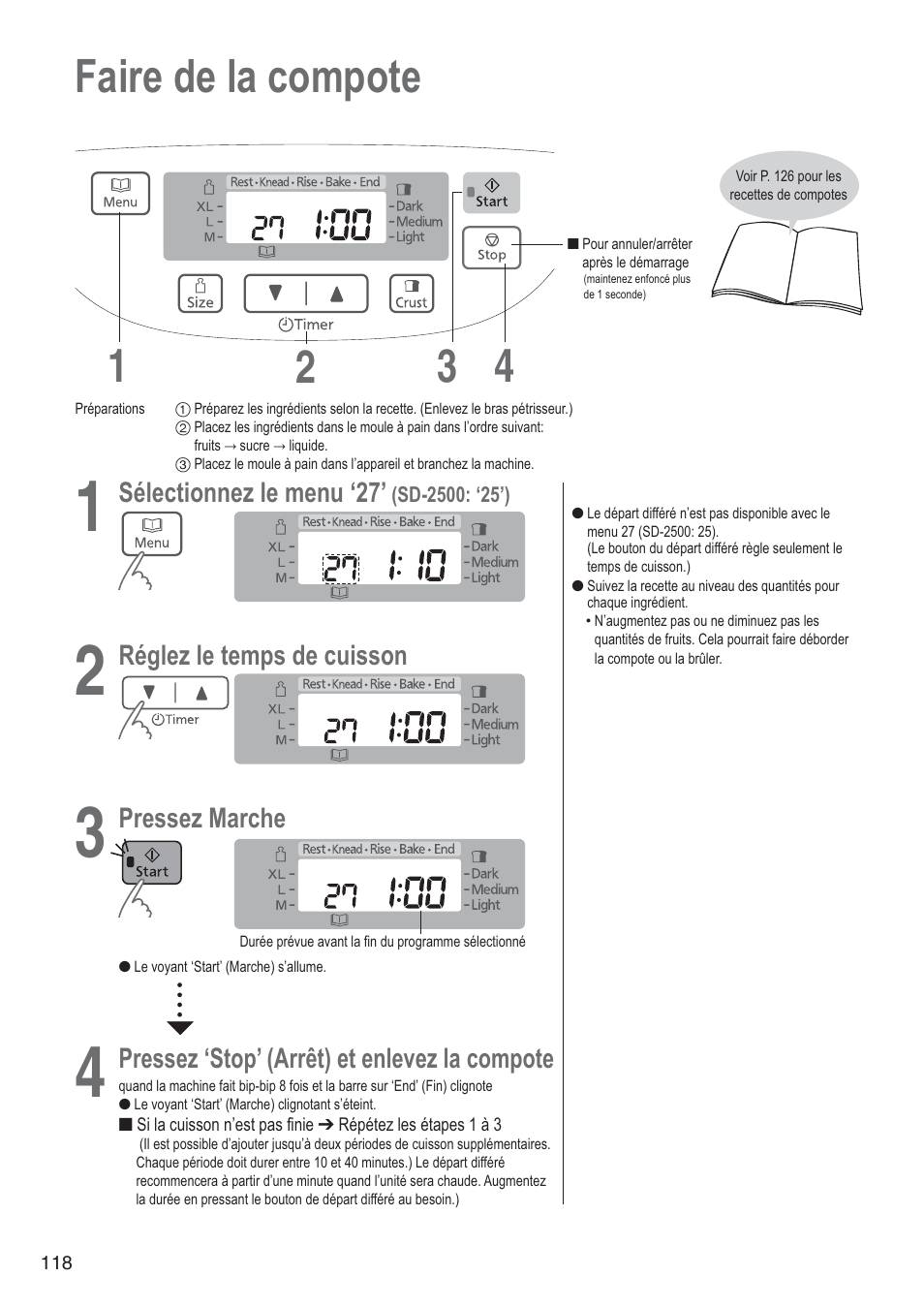 Faire de la compote 1 4 2 3 | Panasonic SD2501WXA User Manual | Page 118 / 200