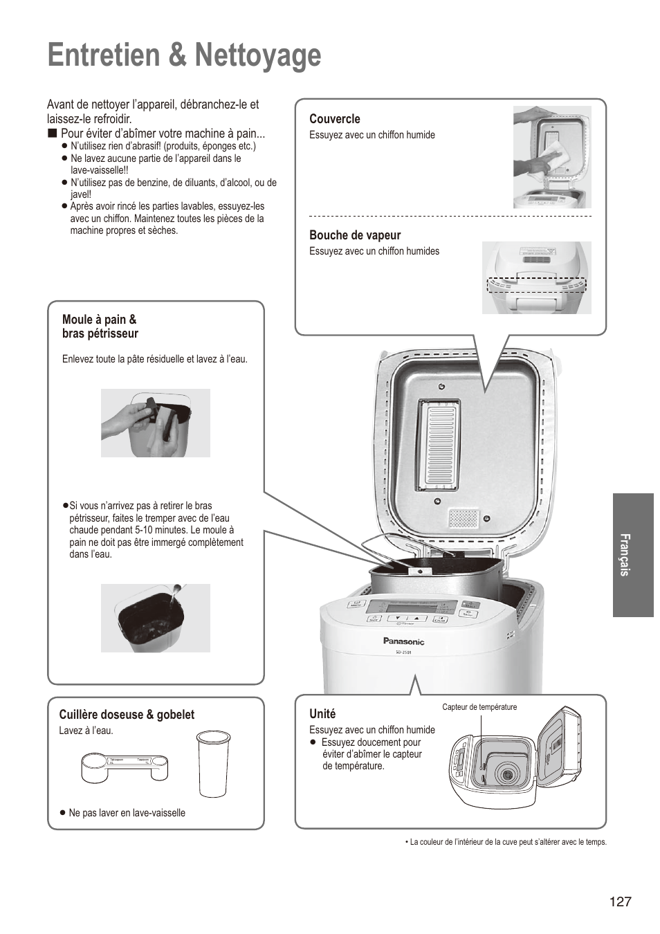 Entretien & nettoyage | Panasonic SD2501WXA User Manual | Page 127 / 200