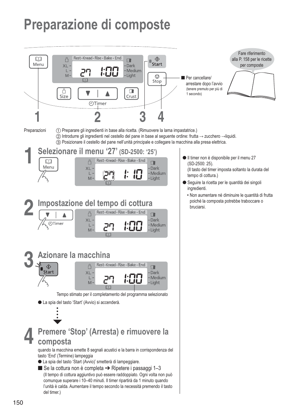 Preparazione di composte 1 4 2 3 | Panasonic SD2501WXA User Manual | Page 150 / 200