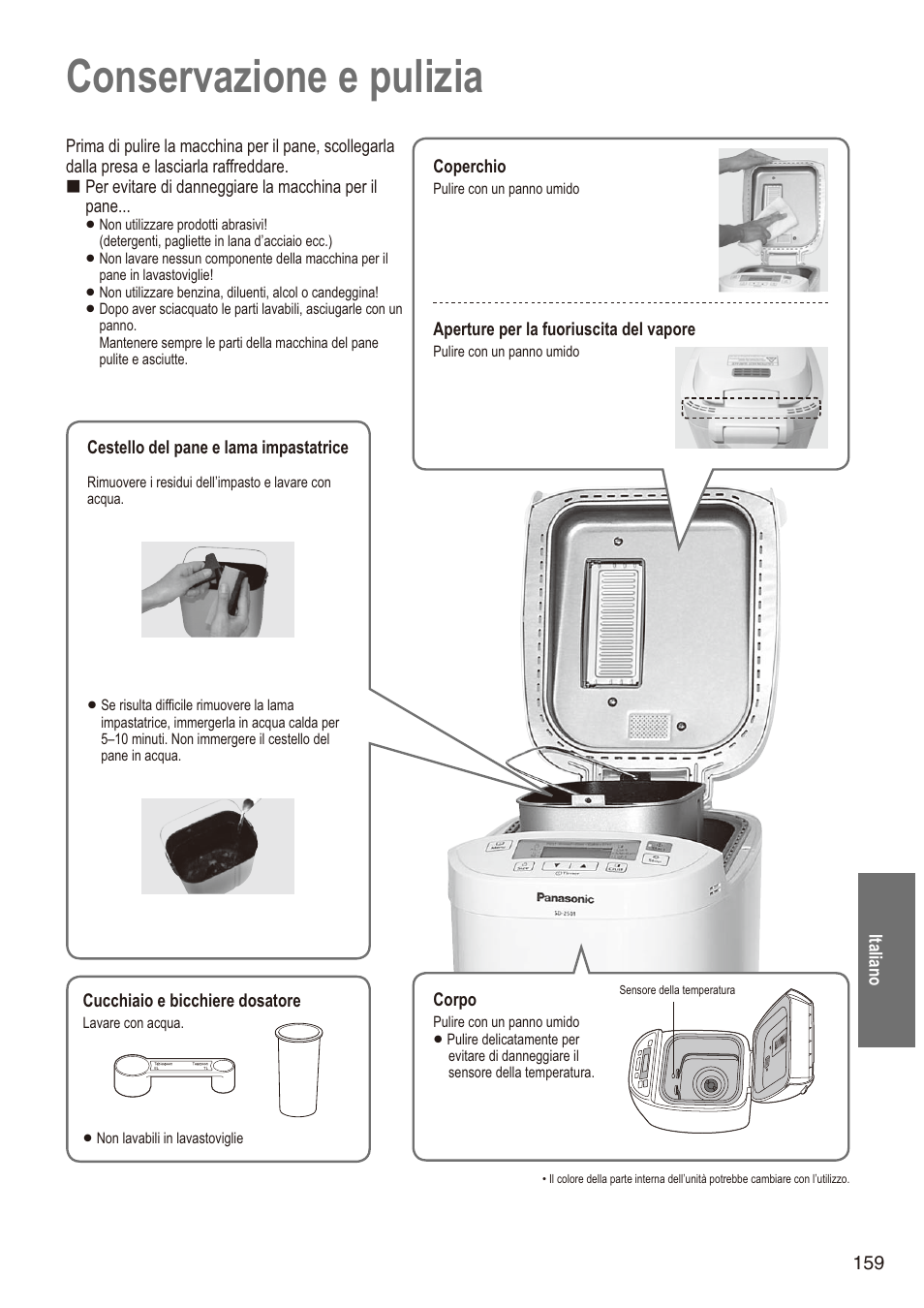 Conservazione e pulizia | Panasonic SD2501WXA User Manual | Page 159 / 200