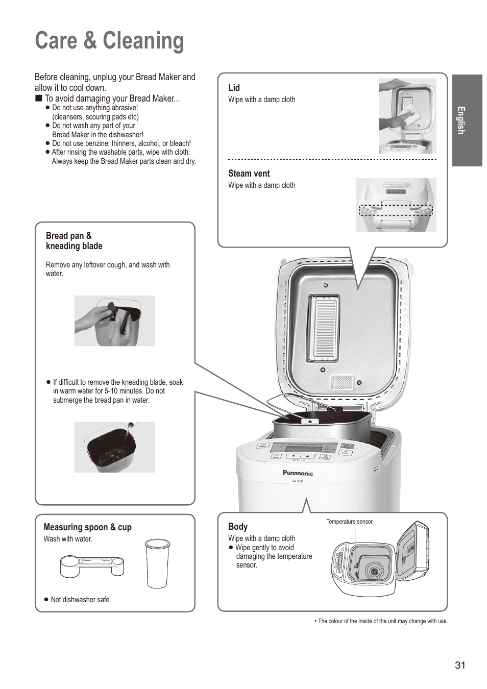 Care & cleaning | Panasonic SD2501WXA User Manual | Page 31 / 200