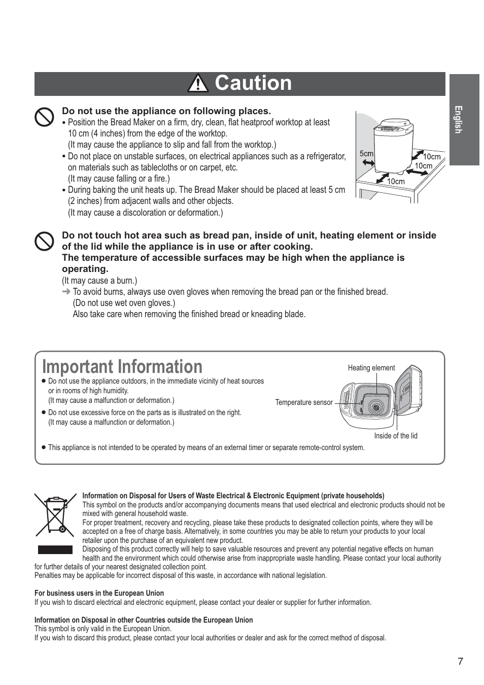 Caution, Important information | Panasonic SD2501WXA User Manual | Page 7 / 200