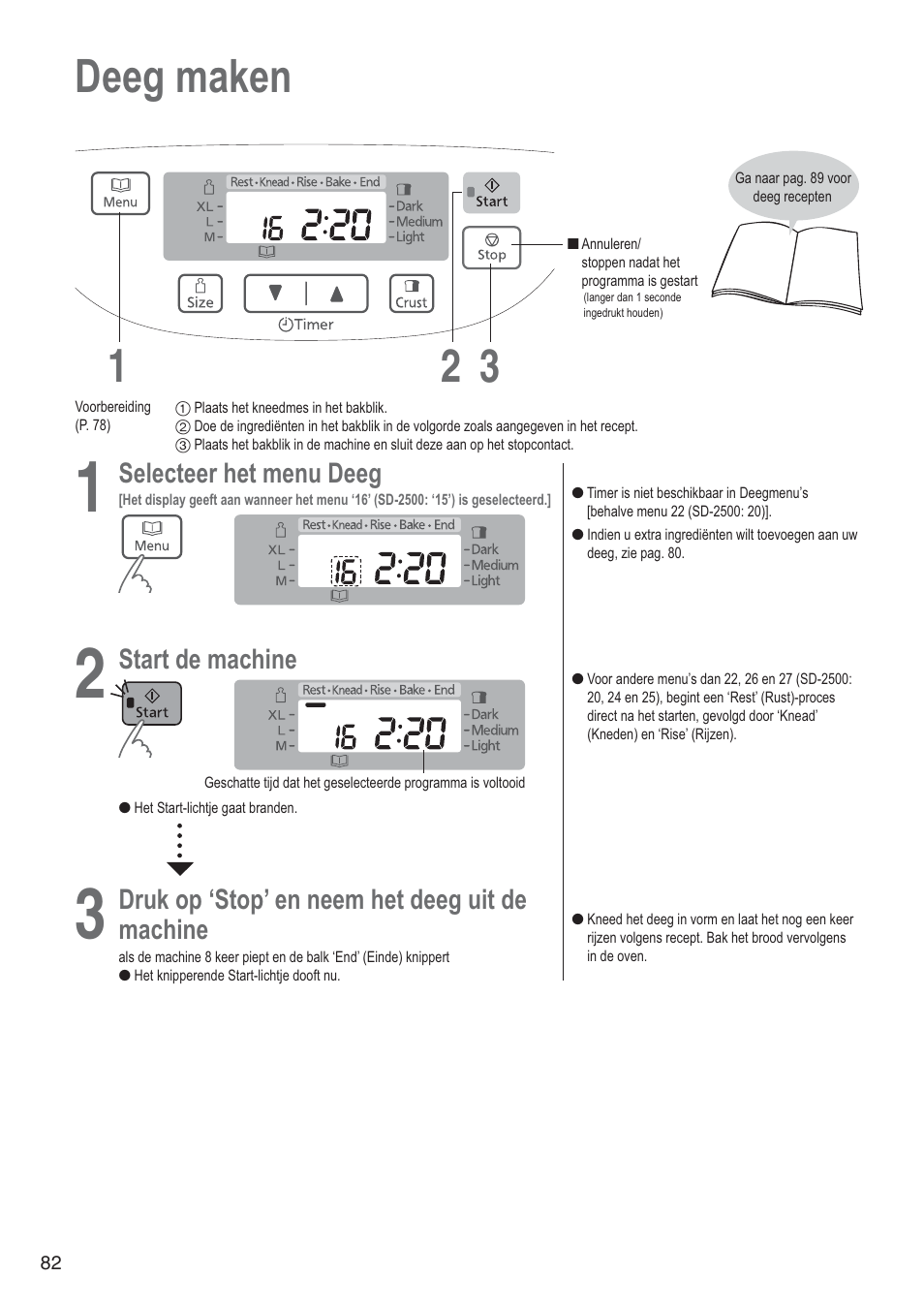 Deeg maken 1 3 2 | Panasonic SD2501WXA User Manual | Page 82 / 200