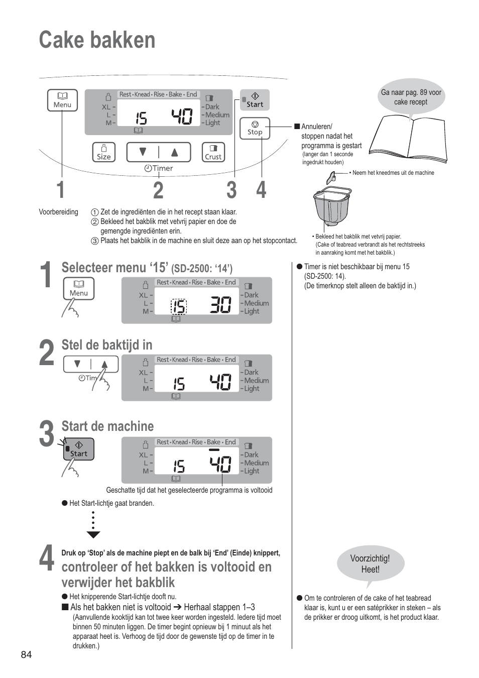 Cake bakken 1 4 2 3 | Panasonic SD2501WXA User Manual | Page 84 / 200