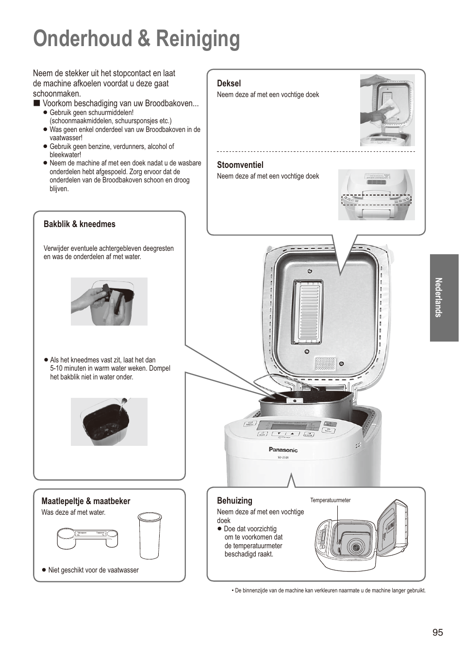 Onderhoud & reiniging | Panasonic SD2501WXA User Manual | Page 95 / 200