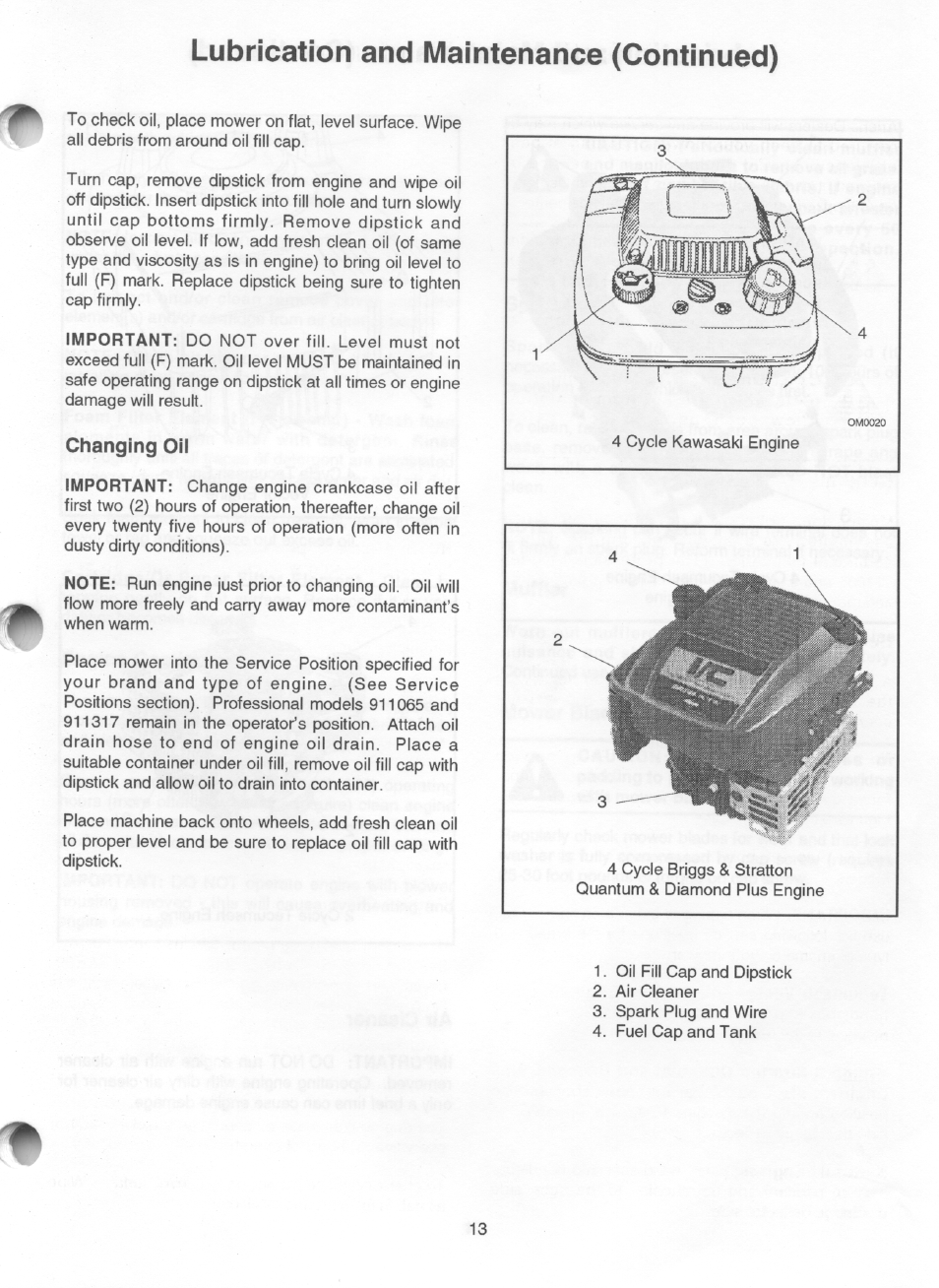 Changing oil, Lubrication and maintenance (continued) | Ariens 911 User Manual | Page 15 / 39