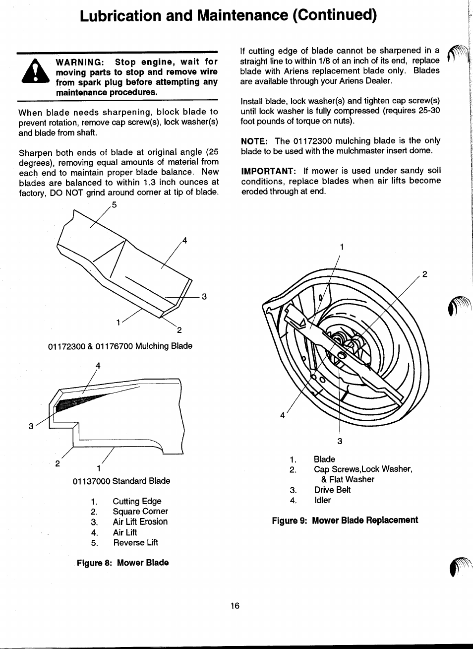 Lubrication and maintenance (continued) | Ariens 911 User Manual | Page 18 / 39