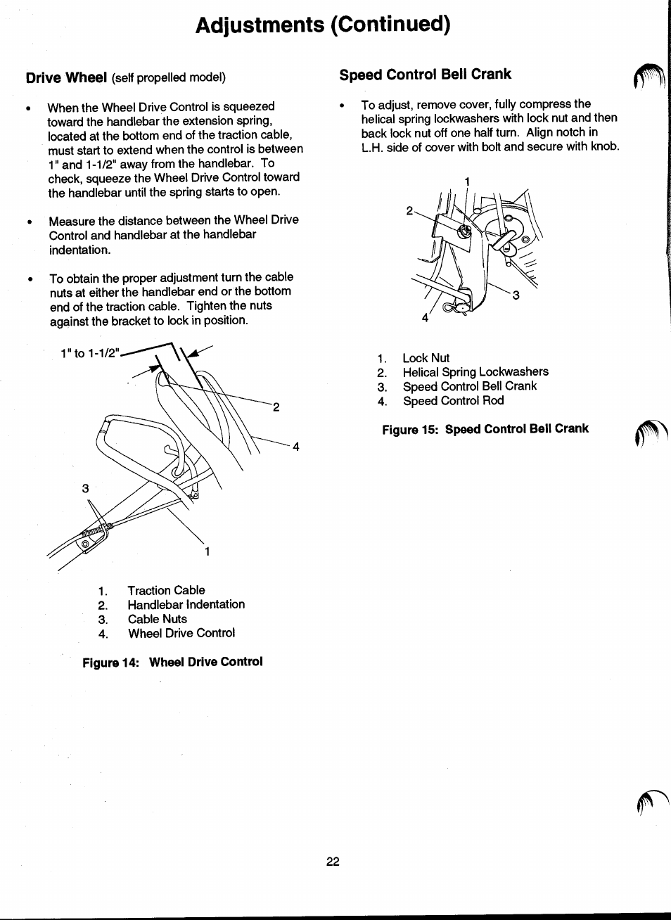 Speed control bell crank, Adjustments (continued) | Ariens 911 User Manual | Page 24 / 39