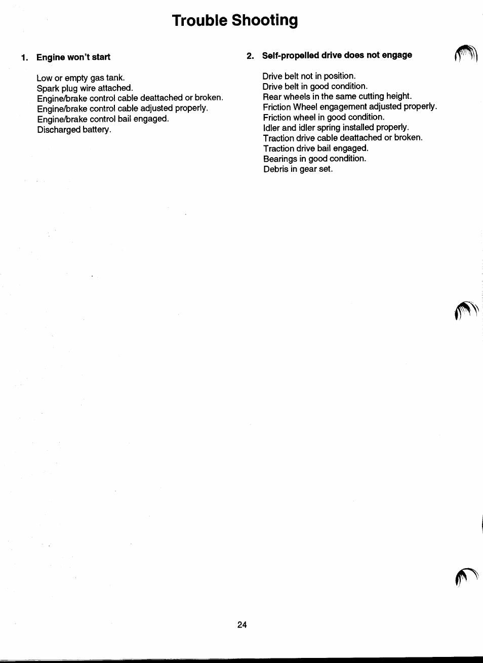 Trouble shooting, Troubleshooting | Ariens 911 User Manual | Page 26 / 39