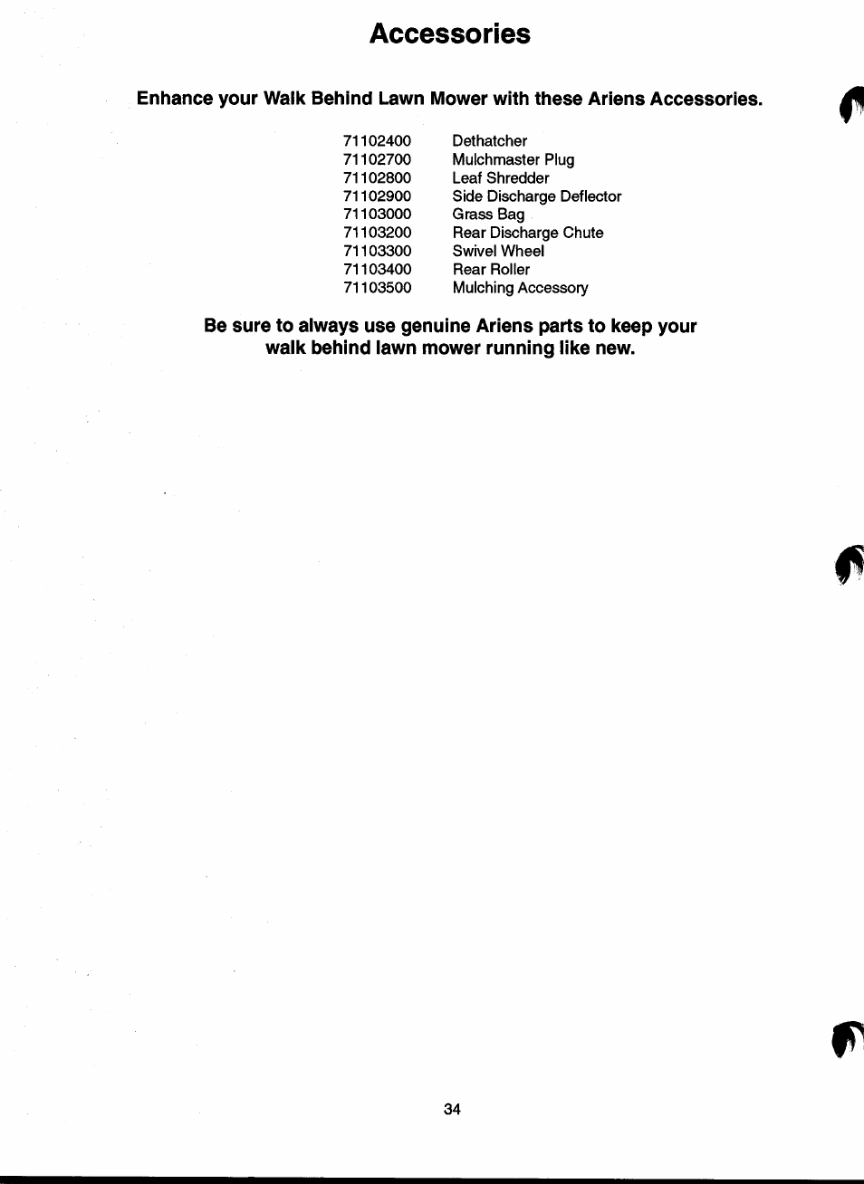 Accessories | Ariens 911 User Manual | Page 36 / 39