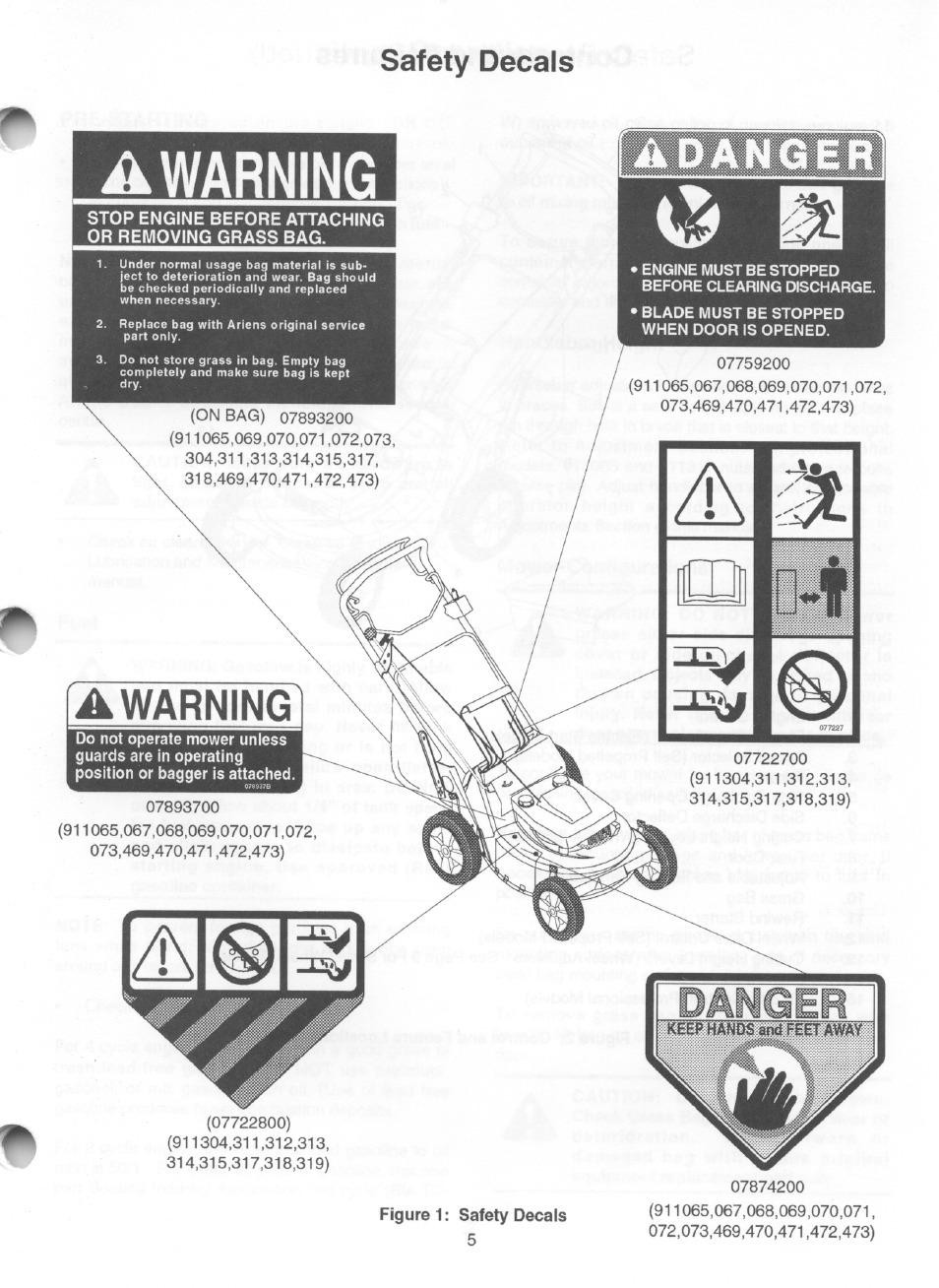 Safety decals, A warning, Warning | Ariens 911 User Manual | Page 7 / 39