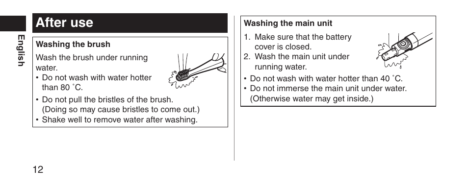 Afteruse | Panasonic EWDS11 User Manual | Page 12 / 118