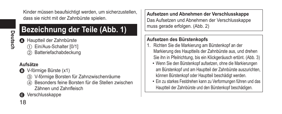 Bezeichnungderteile(abb.1) | Panasonic EWDS11 User Manual | Page 18 / 118