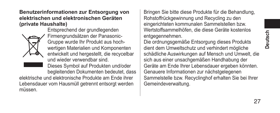 Panasonic EWDS11 User Manual | Page 27 / 118