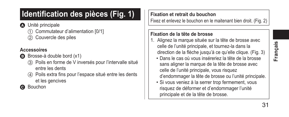 Identificationdespièces(fig.1) | Panasonic EWDS11 User Manual | Page 31 / 118