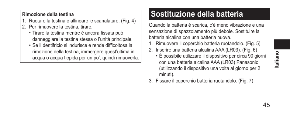 Sostituzionedellabatteria | Panasonic EWDS11 User Manual | Page 45 / 118