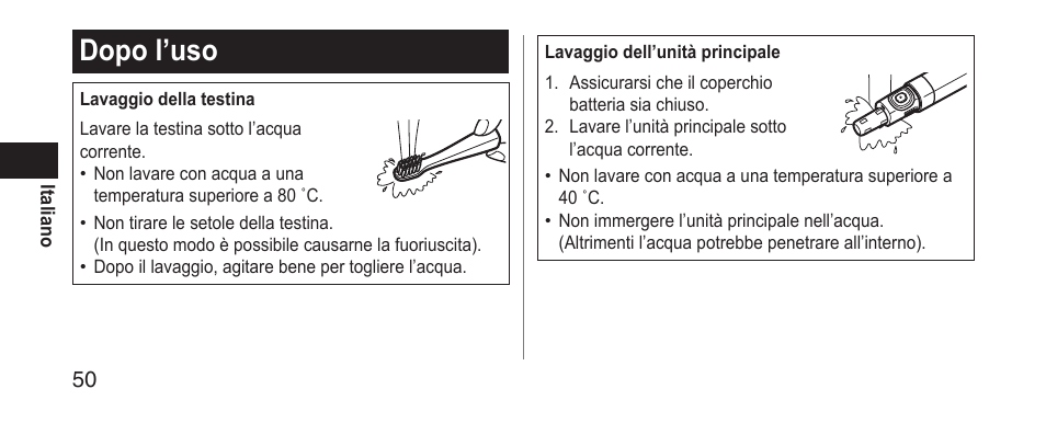 Dopol’uso | Panasonic EWDS11 User Manual | Page 50 / 118