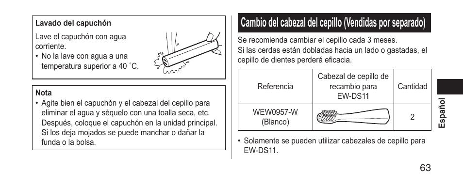 Panasonic EWDS11 User Manual | Page 63 / 118