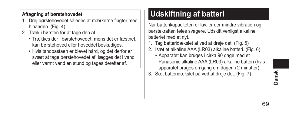 Udskiftningafbatteri | Panasonic EWDS11 User Manual | Page 69 / 118