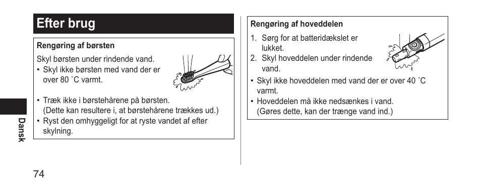 Efterbrug | Panasonic EWDS11 User Manual | Page 74 / 118