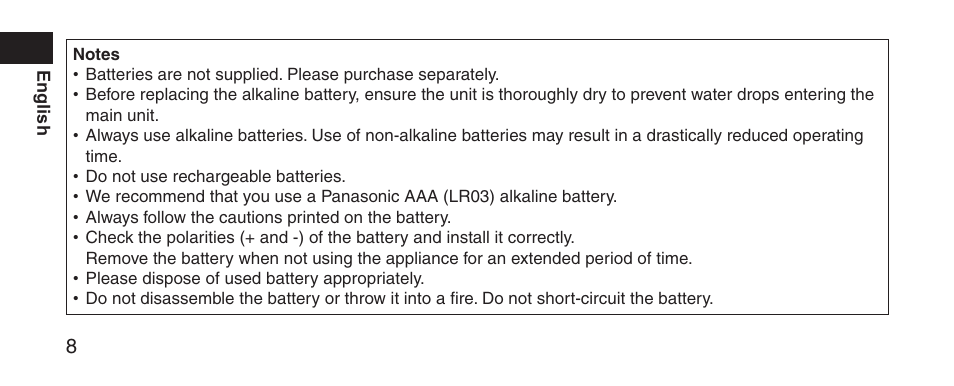 Panasonic EWDS11 User Manual | Page 8 / 118