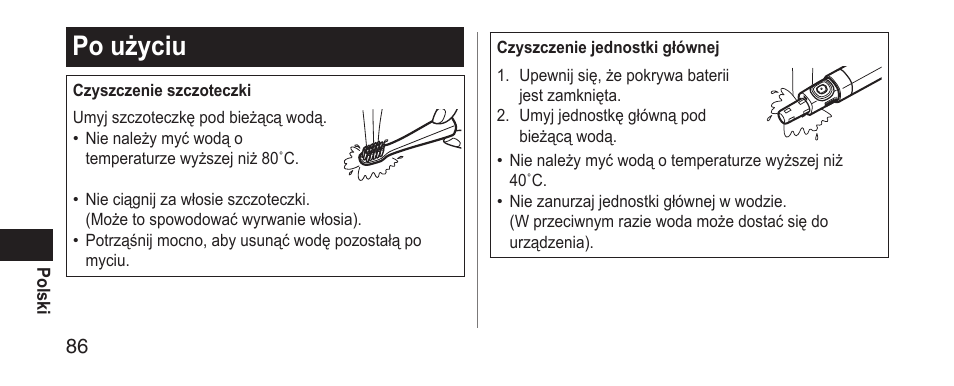 Poużyciu | Panasonic EWDS11 User Manual | Page 86 / 118