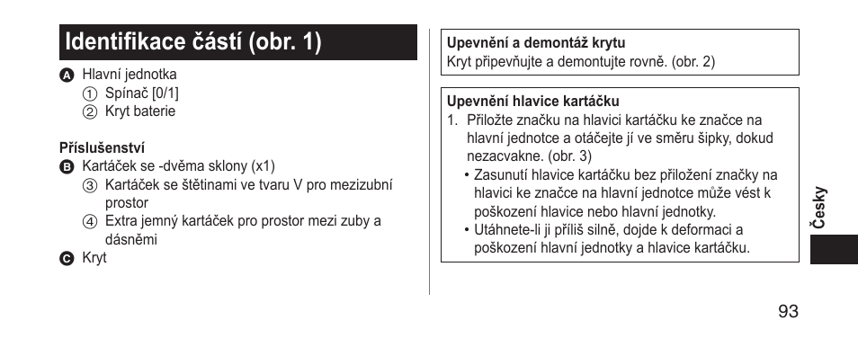 Identifikacečástí(obr.1) | Panasonic EWDS11 User Manual | Page 93 / 118