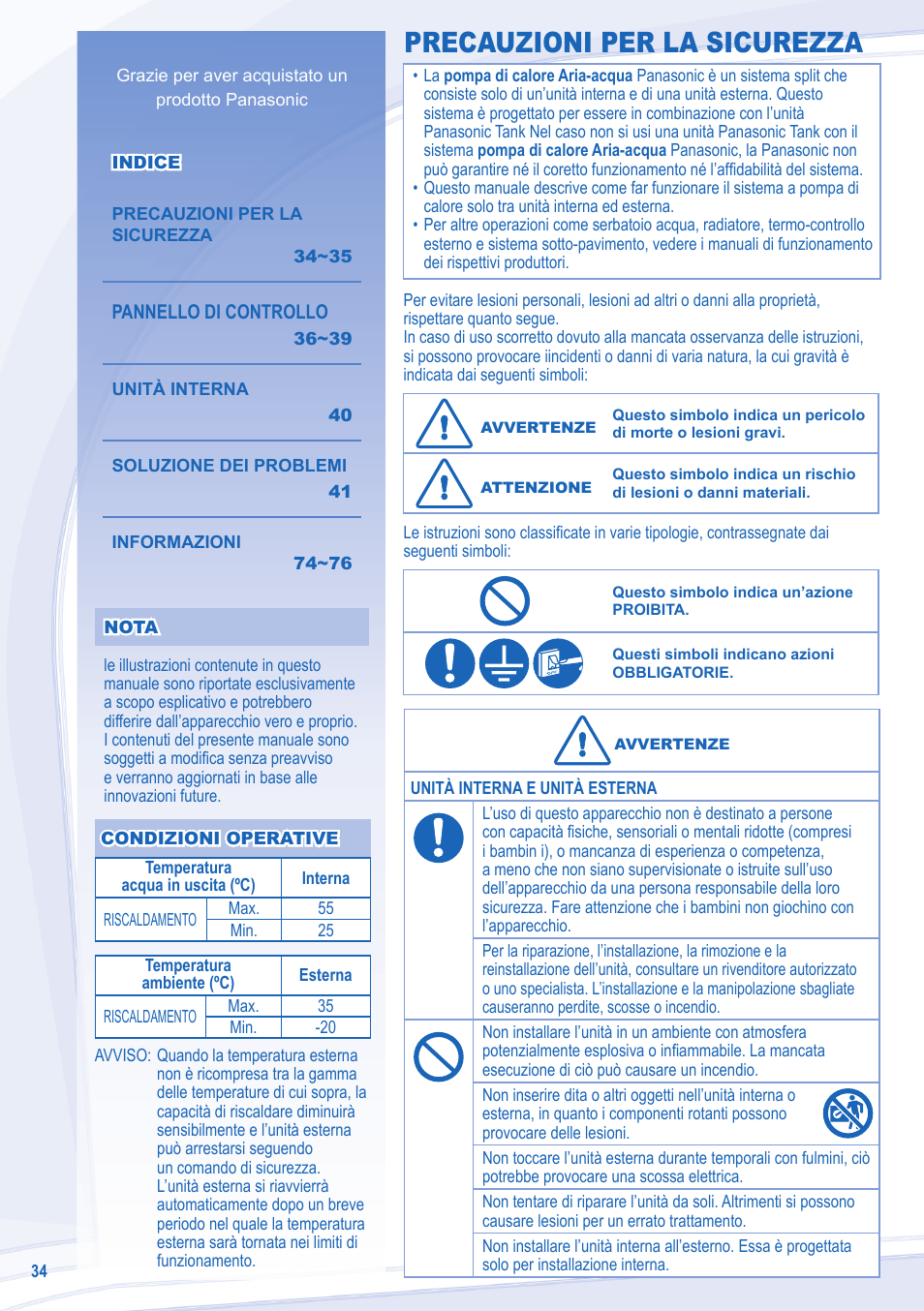 Precauzioni per la sicurezza | Panasonic WHSDF09C3E5 User Manual | Page 2 / 12