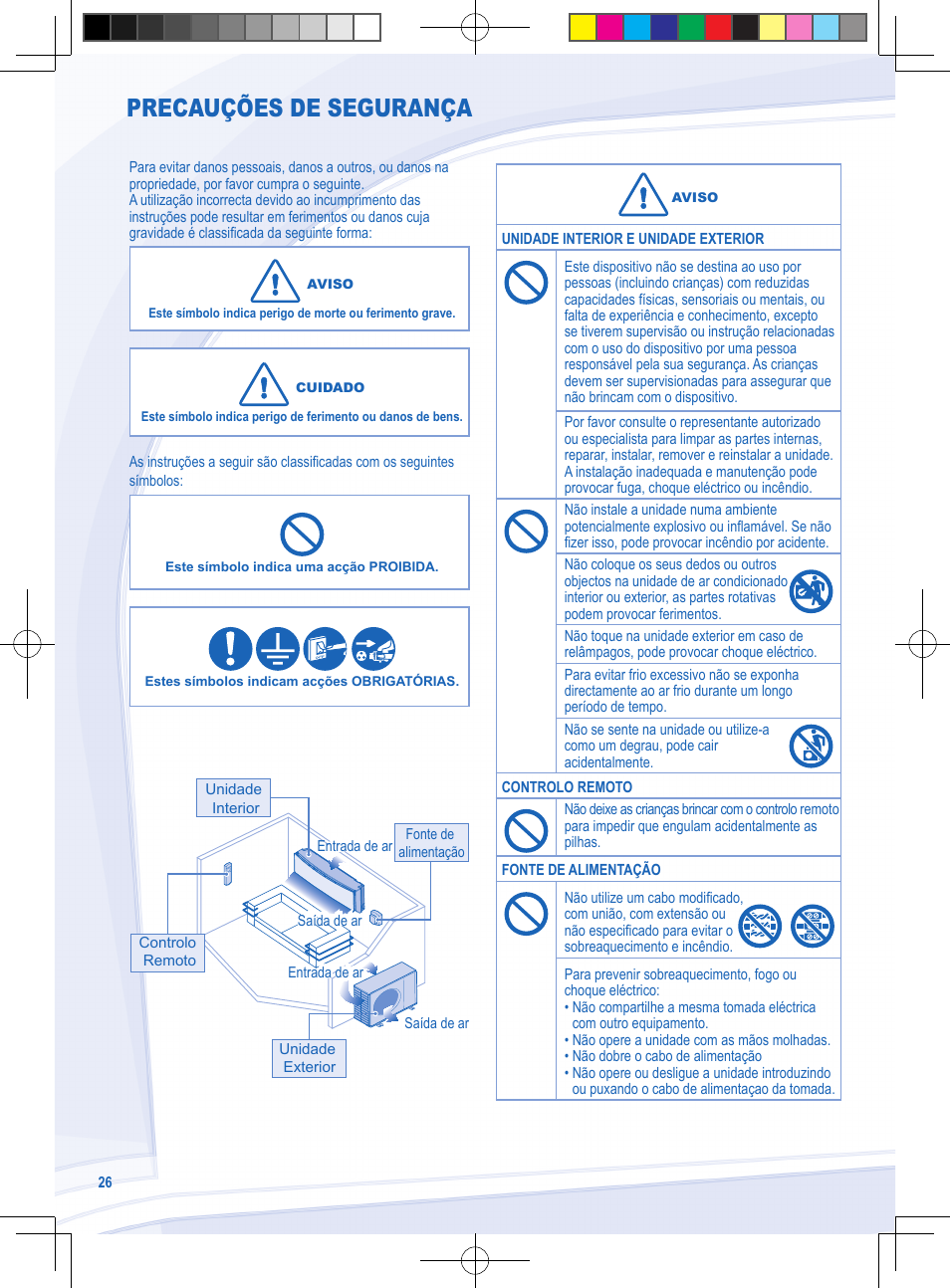 Precauções de segurança | Panasonic CSYE18MKX User Manual | Page 26 / 60