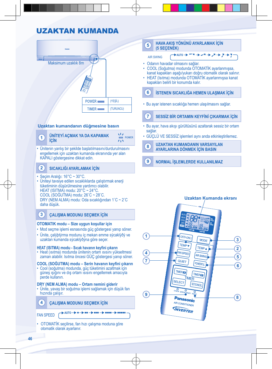 Uzaktan kumanda | Panasonic CSYE18MKX User Manual | Page 46 / 60