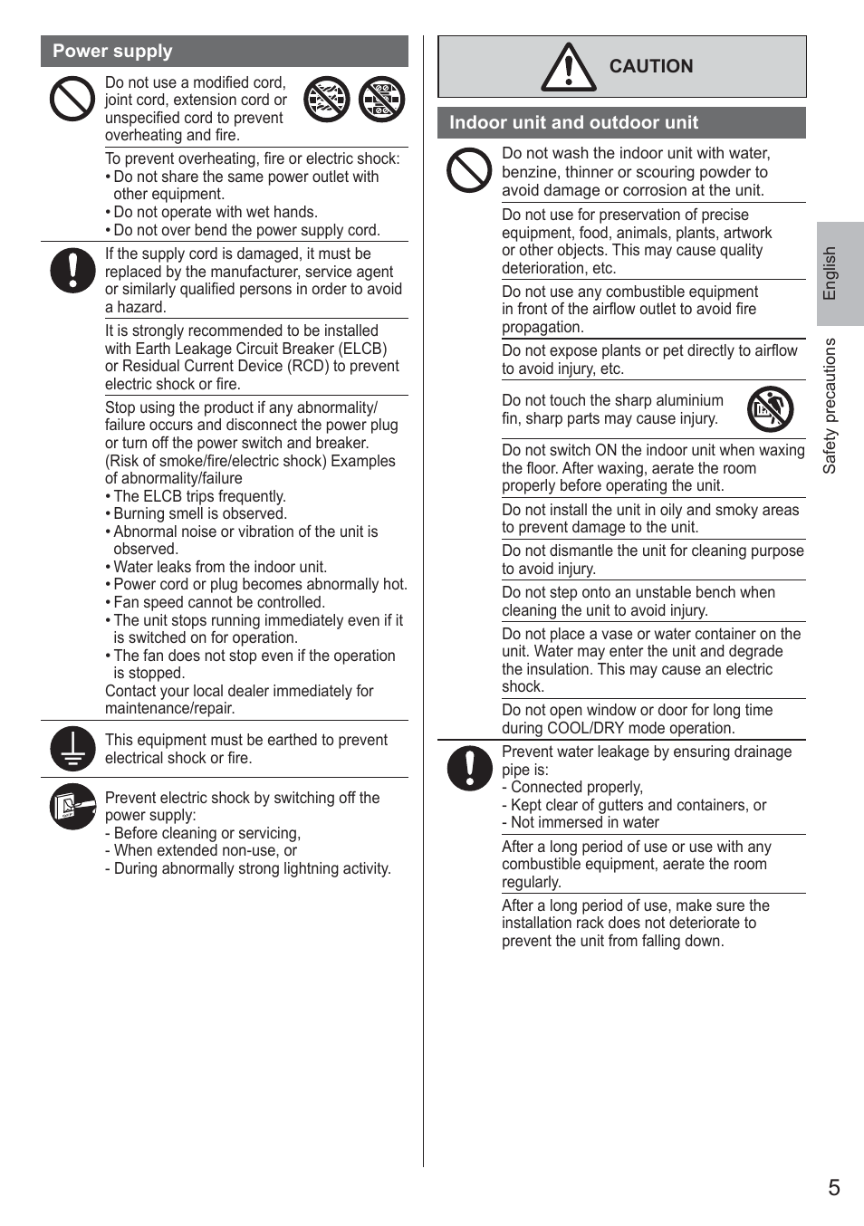 Panasonic CU2E15PBE User Manual | Page 5 / 76