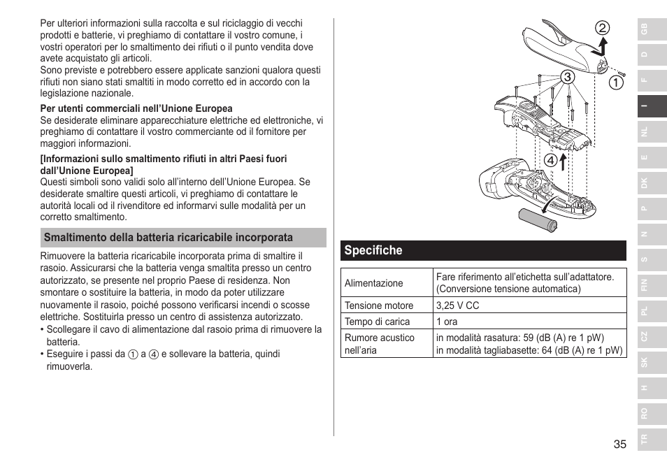 Specifiche | Panasonic ESRF31 User Manual | Page 35 / 142