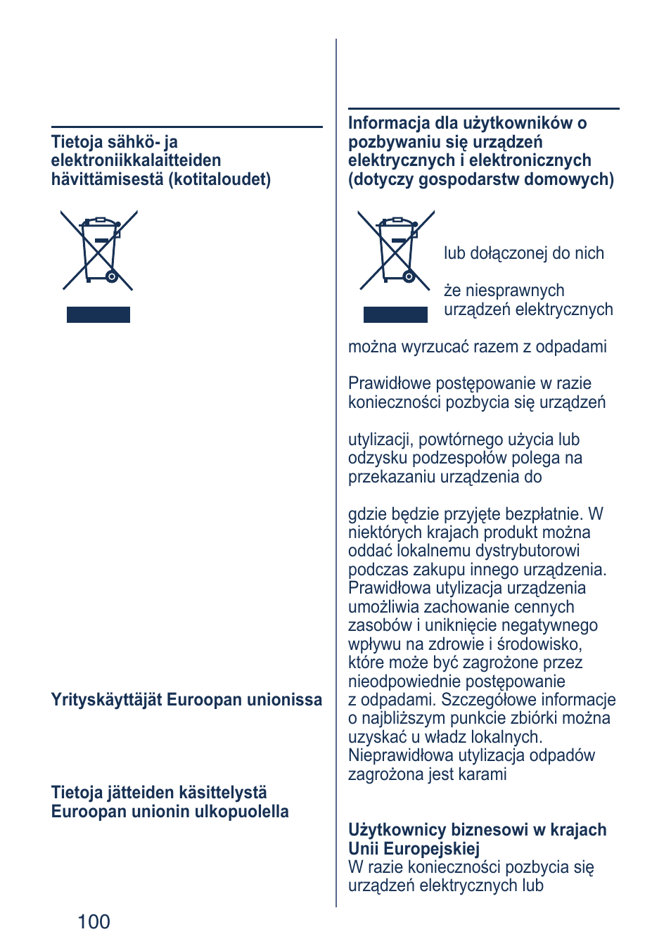 Suomi, Polski | Panasonic ER2403 User Manual | Page 100 / 104