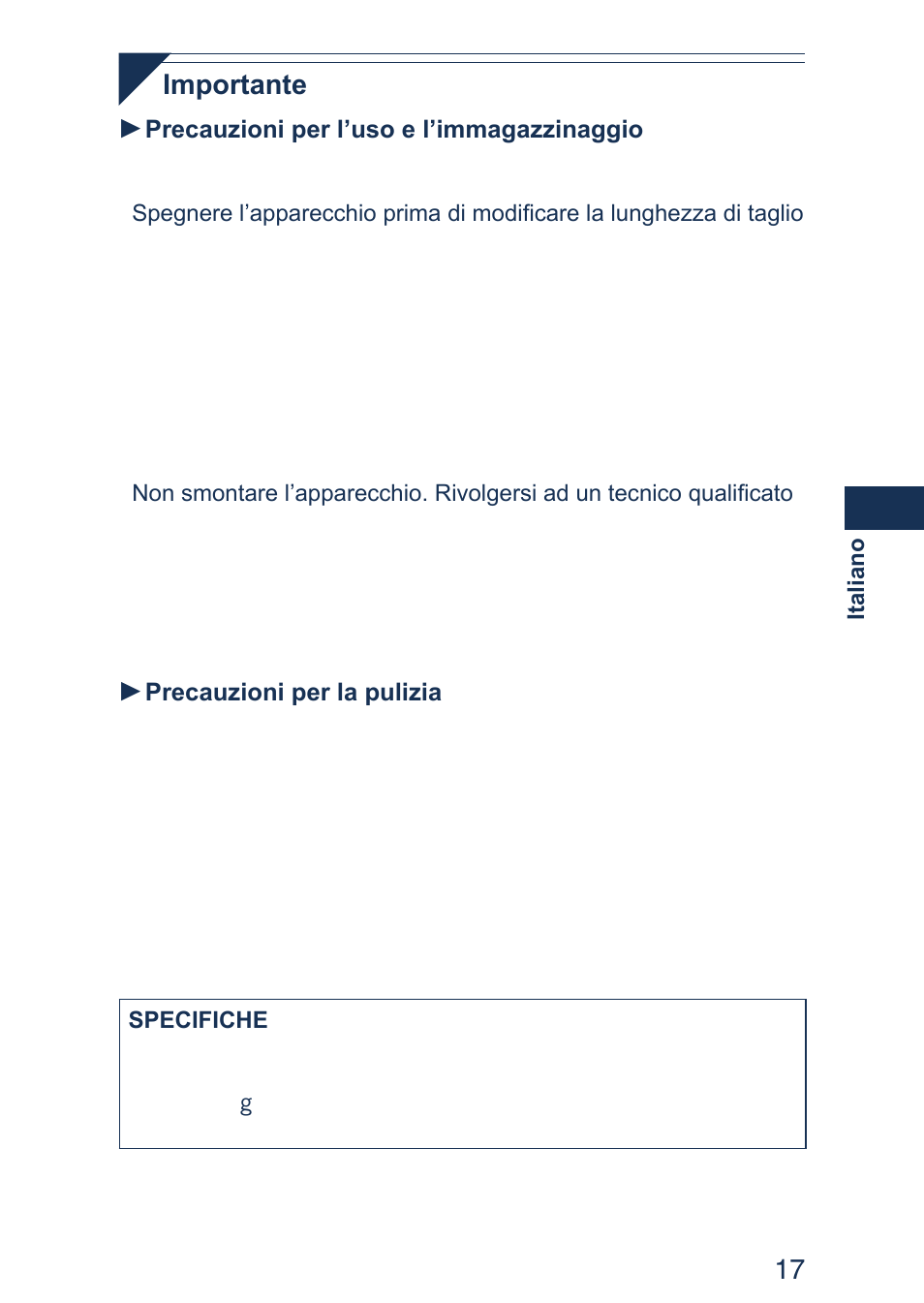 1 importante | Panasonic ER2403 User Manual | Page 17 / 104