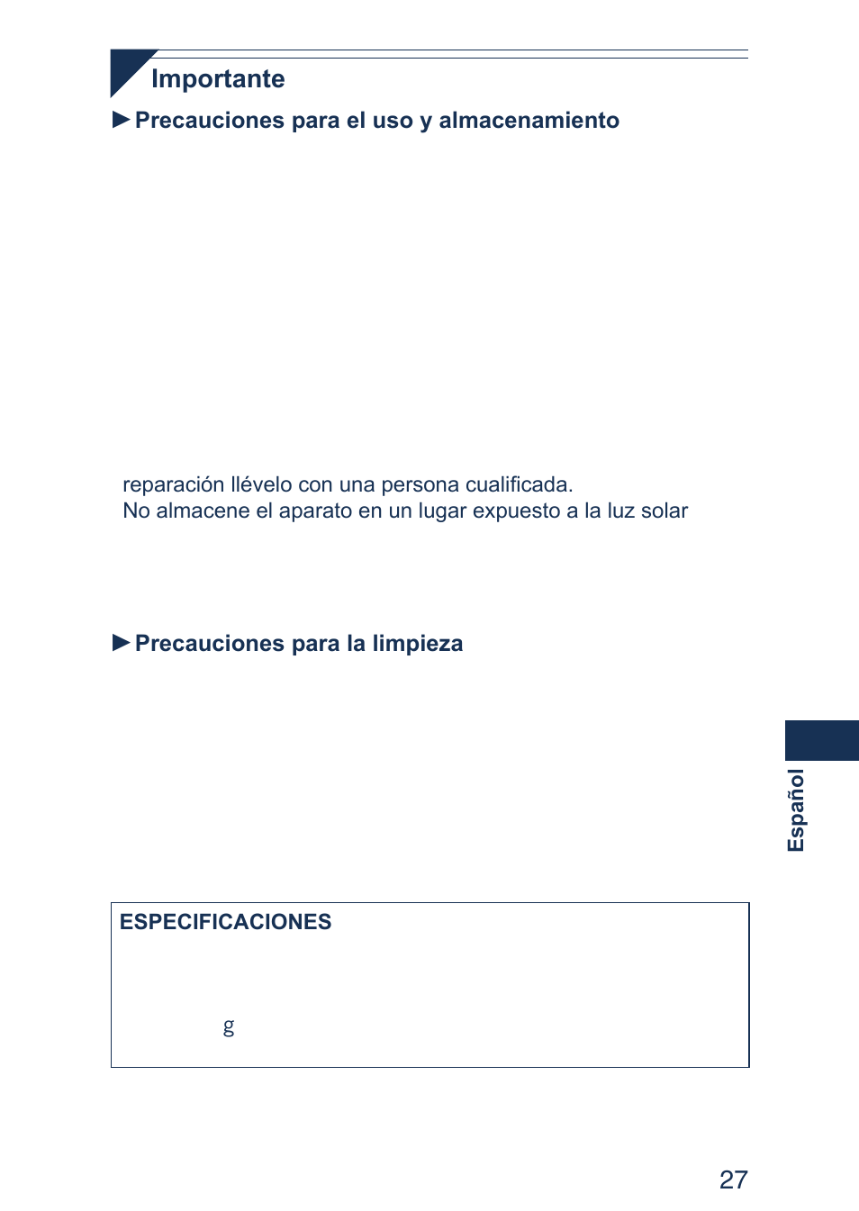 2 importante | Panasonic ER2403 User Manual | Page 27 / 104