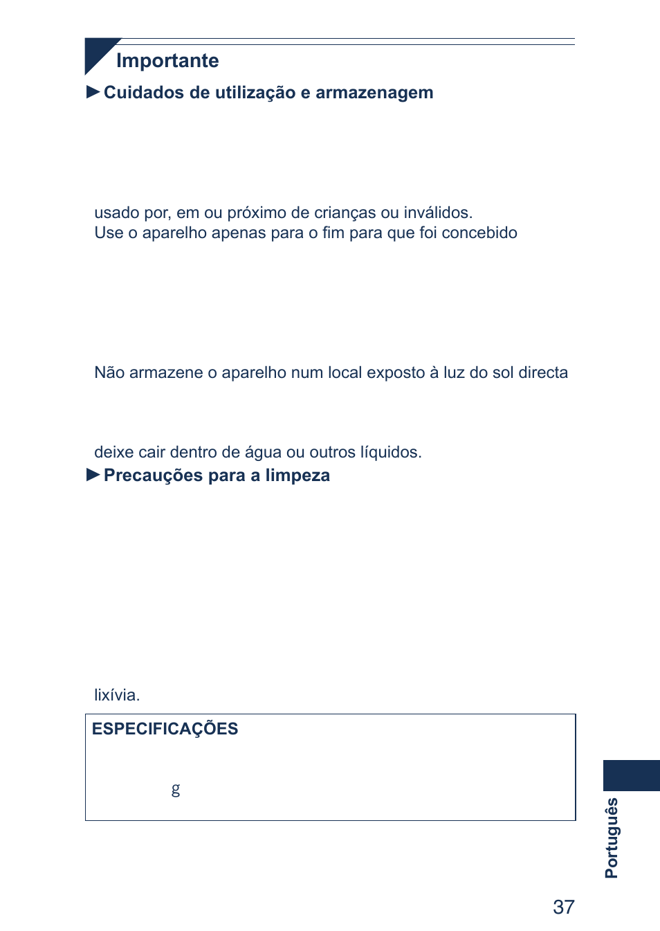 3 importante | Panasonic ER2403 User Manual | Page 37 / 104