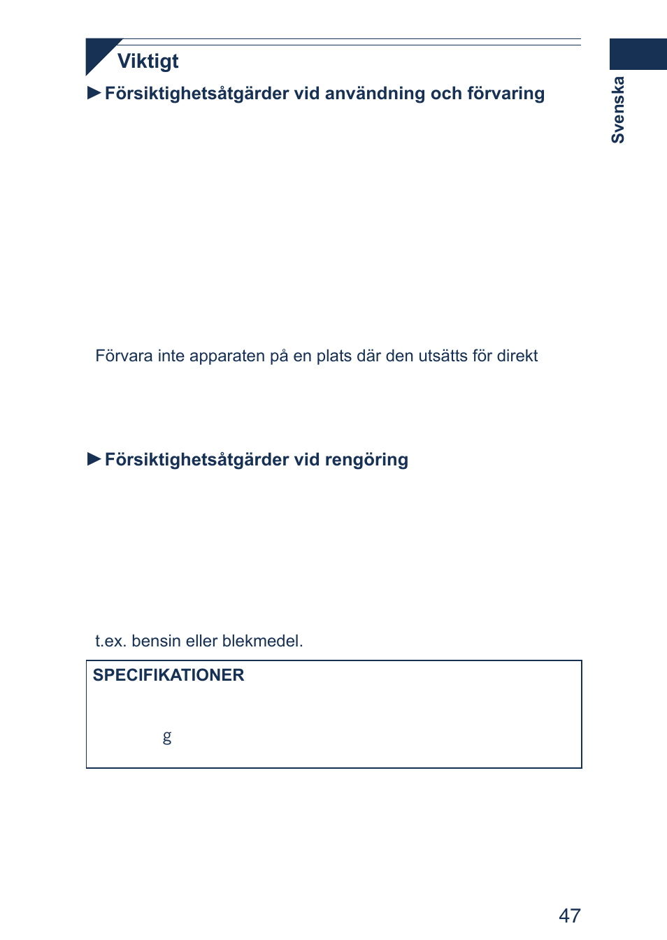 4 viktigt | Panasonic ER2403 User Manual | Page 47 / 104