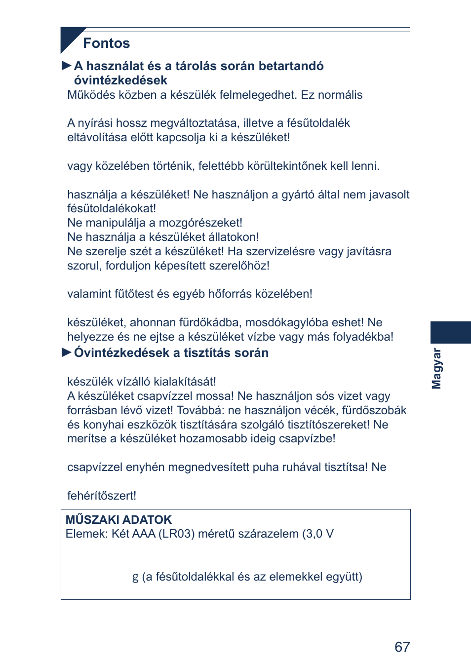 6 fontos | Panasonic ER2403 User Manual | Page 67 / 104